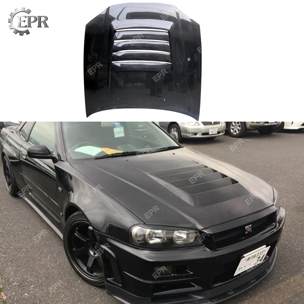 

For Nissan Skyline R34 GTR Carbon Fiber Hood Body Auto Kit Tuning Part For Skyline GTR R34 Carbon Nismo Hood