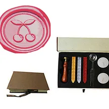 Винтаж вишня Custom изображение логотипа свадебные приглашения Воск уплотнительное штамп Щупы для мангала плавления ложка подарочная коробка комплект