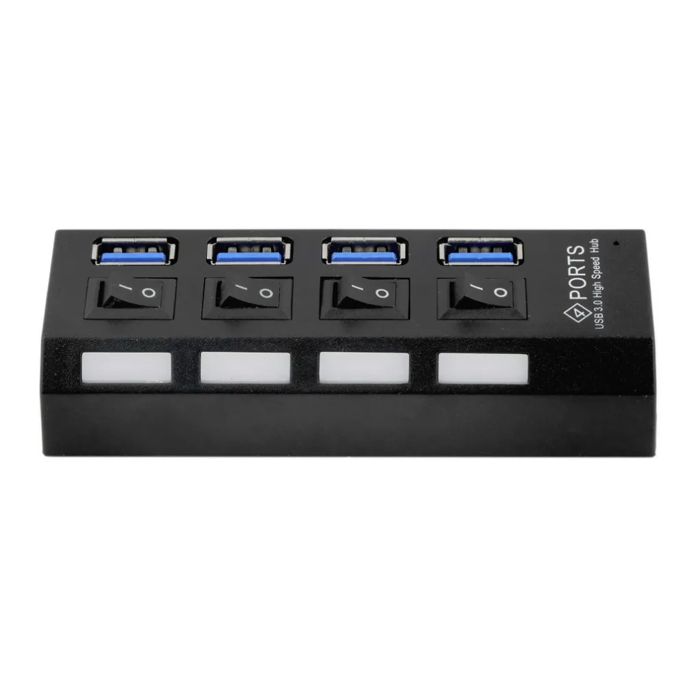 Новые Скорость USB 3.0 HUB 4 Порты Скорость 5 Гбит с включения/выключения и кабель Универсальный для портативных ПК компьютер настольный черный