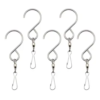 

Multipurpose Rotatable 360 Degrees Swivel Hook 5Pcs S-Hooks For LED Solar Color Changing Wind Chimes S Shaped Wall Hangers