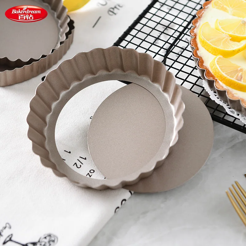 

Bakerdream 1/4/8pcs 3.6 Inch Mini Tart Pan Nonstick Quiche Pan with Removable Base Round Cake Pan Carbon Steel Cake Mold