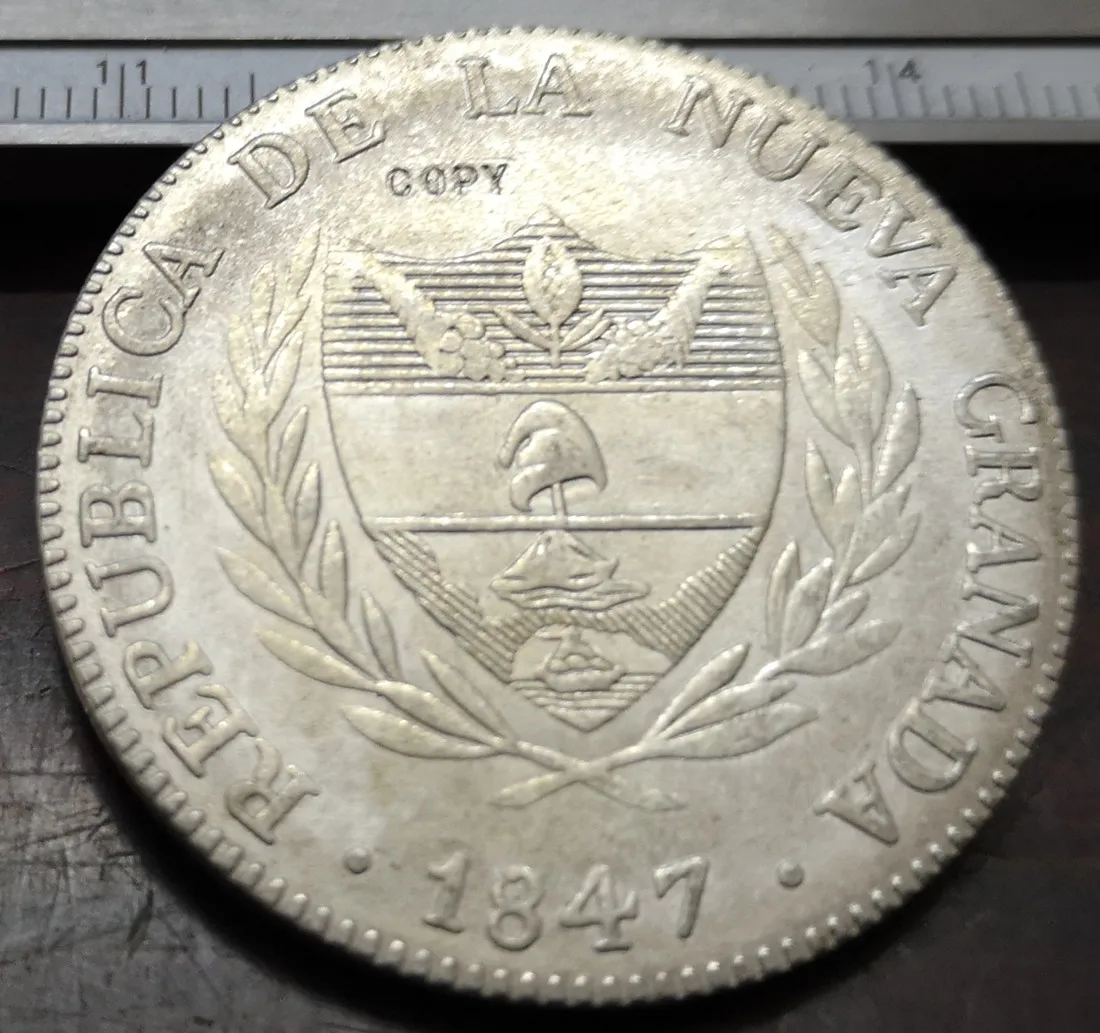 1847 Колумбия 8 Reales(Нуэва Гранада) Посеребренная Имитация монеты