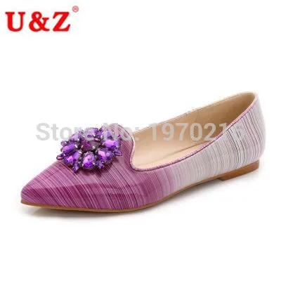 

Plus big size shoes,Lovely rhinestone Gradient Colors women flats loafers shoes Eu44,Crystals decoration pointy toe flat shoes