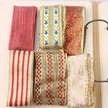 

6yard Random Mixed Golden Penh DIY Gift Packing Hand-made Butterfly Knot Ribbon Christmas Single Side