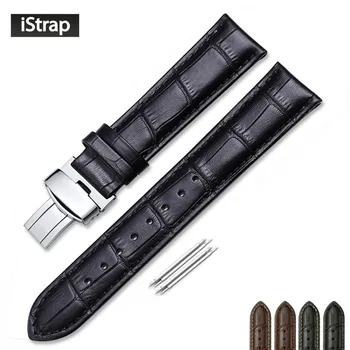 

18mm 19mm 20mm 21mm 22mm Genuine Leather Watchband Alligator Grain Pull Deployment Clasp Watch Band Strap For Omega Tissot Oris