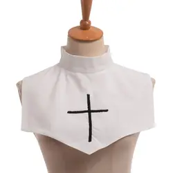 Черный вышитый крестиком белый съемный воротник Christian Sister Mini Cape Collar
