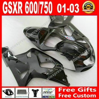 

ABS plastic Fairings for new glossy black SUZUKI 2001 2002 2003 GSXR 600 750 motocycle parts 01 02 03 fairing kits 7 gift JD93