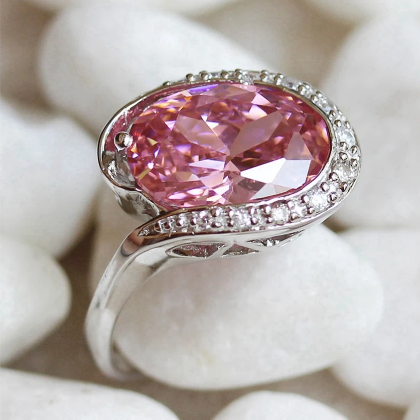 

Fleure Esme wedding fashion rings for women career Pink Morganite Peridot blue Cubic Zirconia Rhodium Plated R801 R804 R807 R810