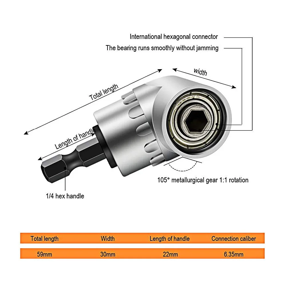 105 градусов под прямым углом драйвер расширение мощность отвёртки дрель вложение 1/4 ''Hex бит разъем отвёртки держатель адаптер
