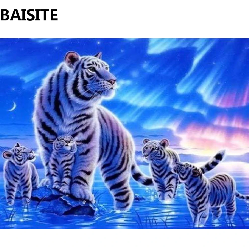 

BAISITE DIY Framed Oil Painting By Numbers Animal Pictures Canvas Painting For Living Room Wall Art Home Decor S015