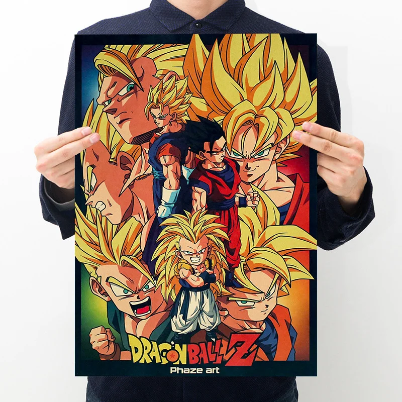 OLOEY 1 шт. 51,5x36 см Dragon Ball Постер Мультфильма фильма крафт Бумага ретро постер на стену Стикеры декоративная роспись украшение дома - Цвет: H03  51.5x36cm