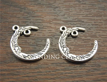 

30pcs Metal Alloy Moon Pendant Silver Color Fit Bracelets Necklace DIY Metal Jewelry Making A1166/A1167