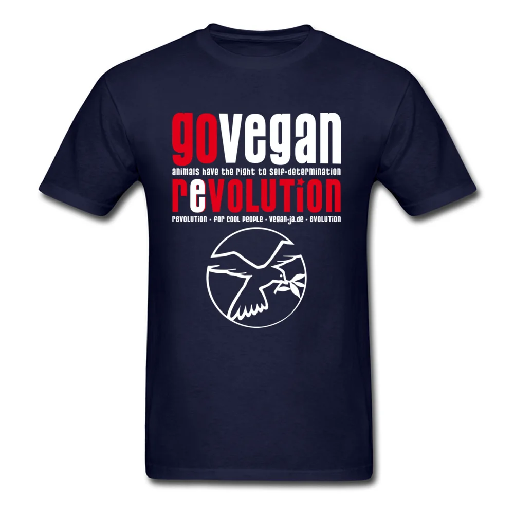 GO VEGAN REVOLUTION Lovers Day Pure Cotton Crew Neck Tops & Tees Short Sleeve Customized Sweatshirts Fitted Casual T Shirts GO VEGAN REVOLUTION navy