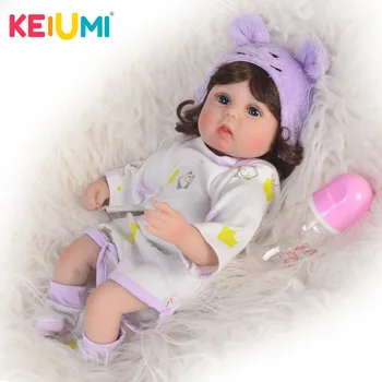 

KEIUMI Newborn Curls Hair Reborn Baby Girl 43 cm Realistic Silicone Stuffed Dolls Reborn Babies 17 Inch Kids Christmas Gifts