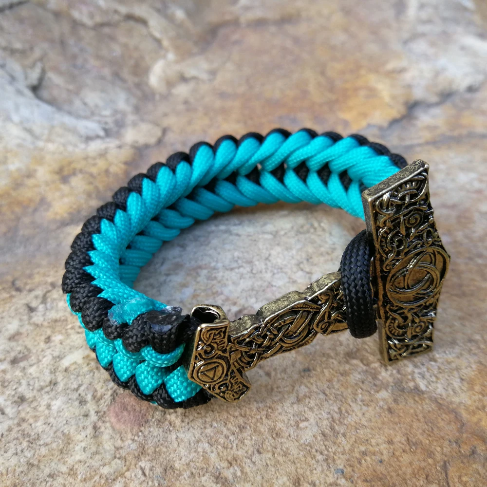 Survival Bracelet Viking Paracord Bracelet Handmand Viking Braided Bracelet Men Bracelets Thor Hammer Rope Bangles Men Jewelry (3)
