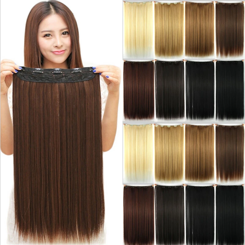 23  58 CM 145g Synthetic 3/4 Full Head Clip In Hair Extensions Straight Hairpiece Halloweek Hair
