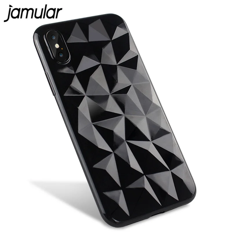 

JAMULAR 3D Diamond Pattern Case for iPhone X 10 7 8 6 6S Transparent Ultra Thin Soft TPU Cover For iphone 6 6s 7 8 Plus Capinhas