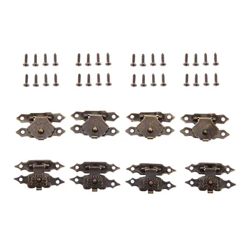 

DRELD 10Pcs Antique Iron Jewelry Box Padlock Hasp Locked Wooden Wine Gift Box Handbag Buckle Furniture Hardware 30*18mm/38*18mm