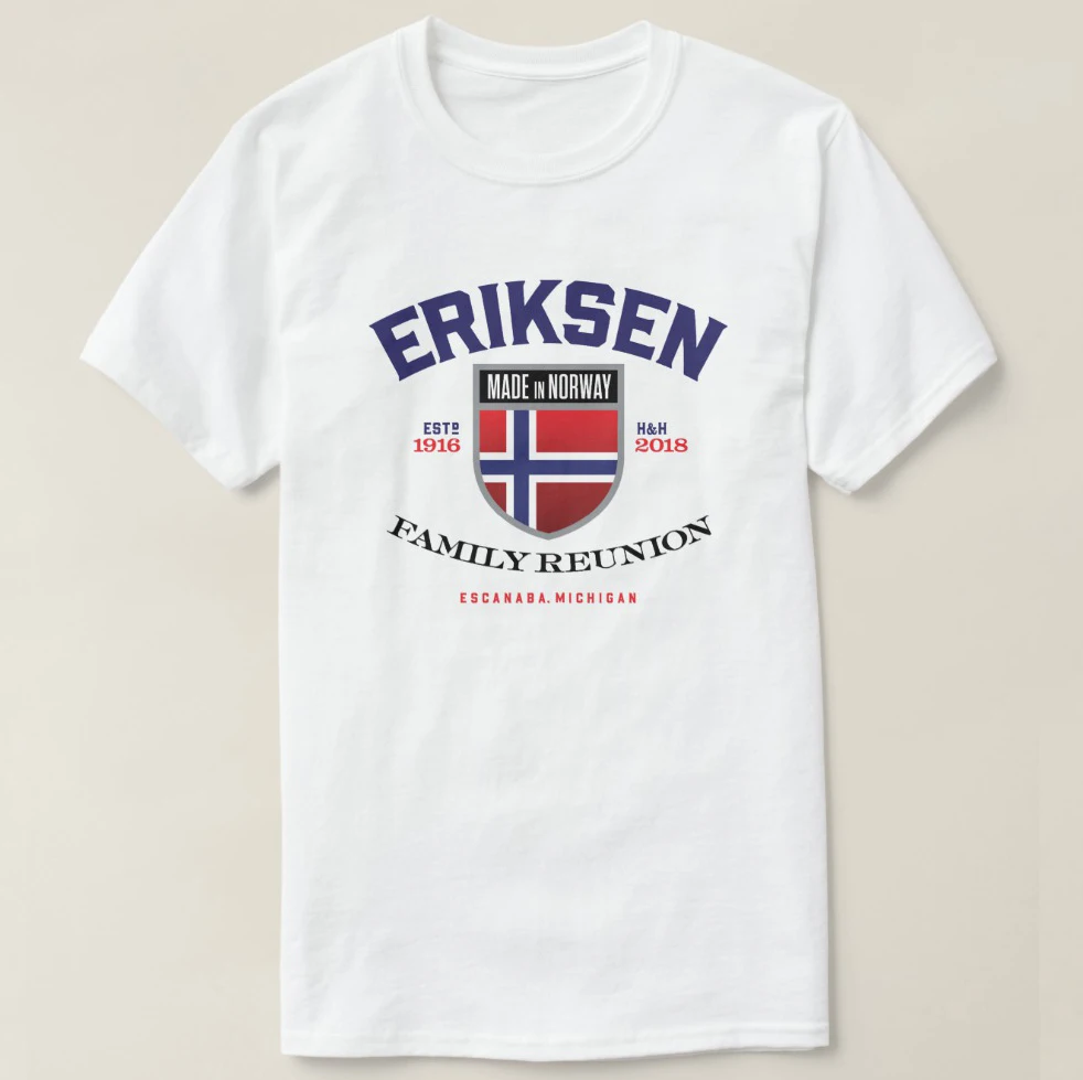 Печатные Для мужчин футболка хлопок короткий рукав Eriksen (SEN) Reunion-VanEffen женщин |