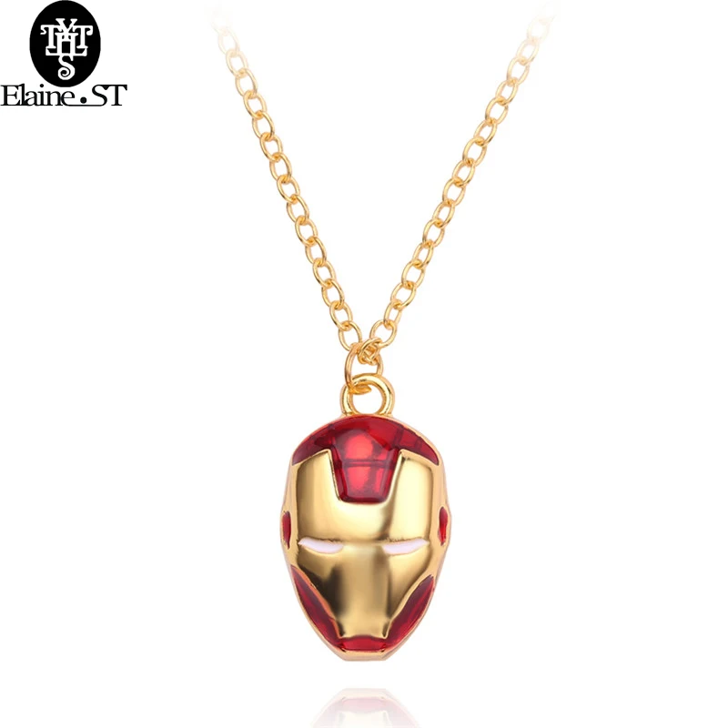 

Marvel Iron Man Necklace Avengers Superhero Iron Man Mask Pendant Necklace Chain Cosplay Collier Gift For Unisex Fans Jewelry