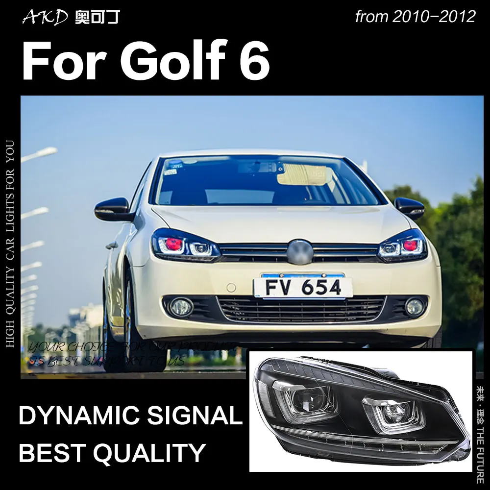 AKD автомобильный Стайлинг для VW Golf 6 фары 2009-2012 динамический сигнал Golf6 светодиодный DRL Hid головной фонарь Ангел глаз биксеноновый луч аксессуары