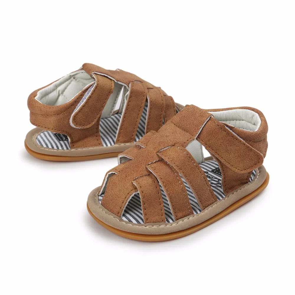 Jongen Sandalen/ летняя обувь для маленьких мальчиков; сандалии; нескользящие пляжные сандалии для первых шагов; нескользящая обувь из искусственной кожи на мягкой подошве для детей ясельного возраста