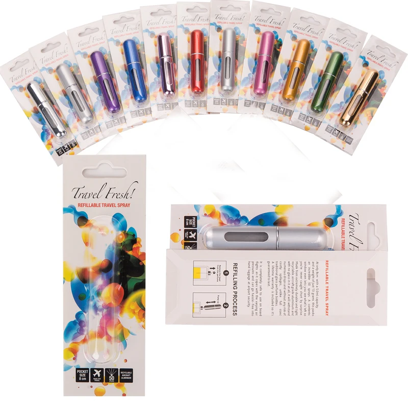 

MUB - 10pcs 5ml Perfume Bottle Blister Card DIY Spray Atomizer Perfume Bottle Package Box Travel Perfume Bottle Package