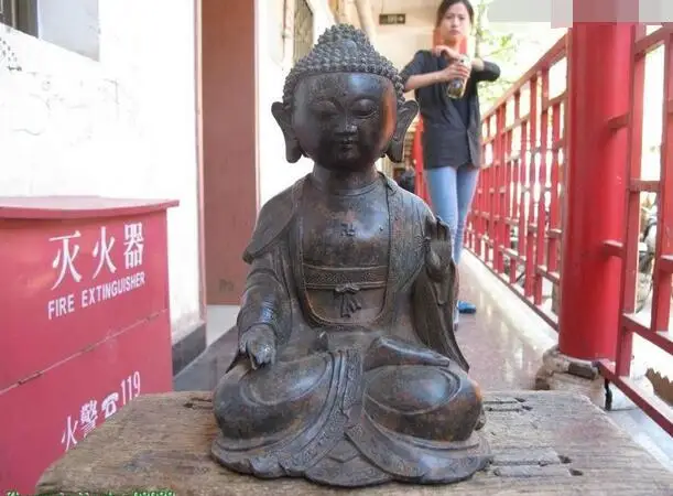 

11"Nepal Buddhism Monastery Old Bronze Shakyamuni Sakyamuni Buddha Statue