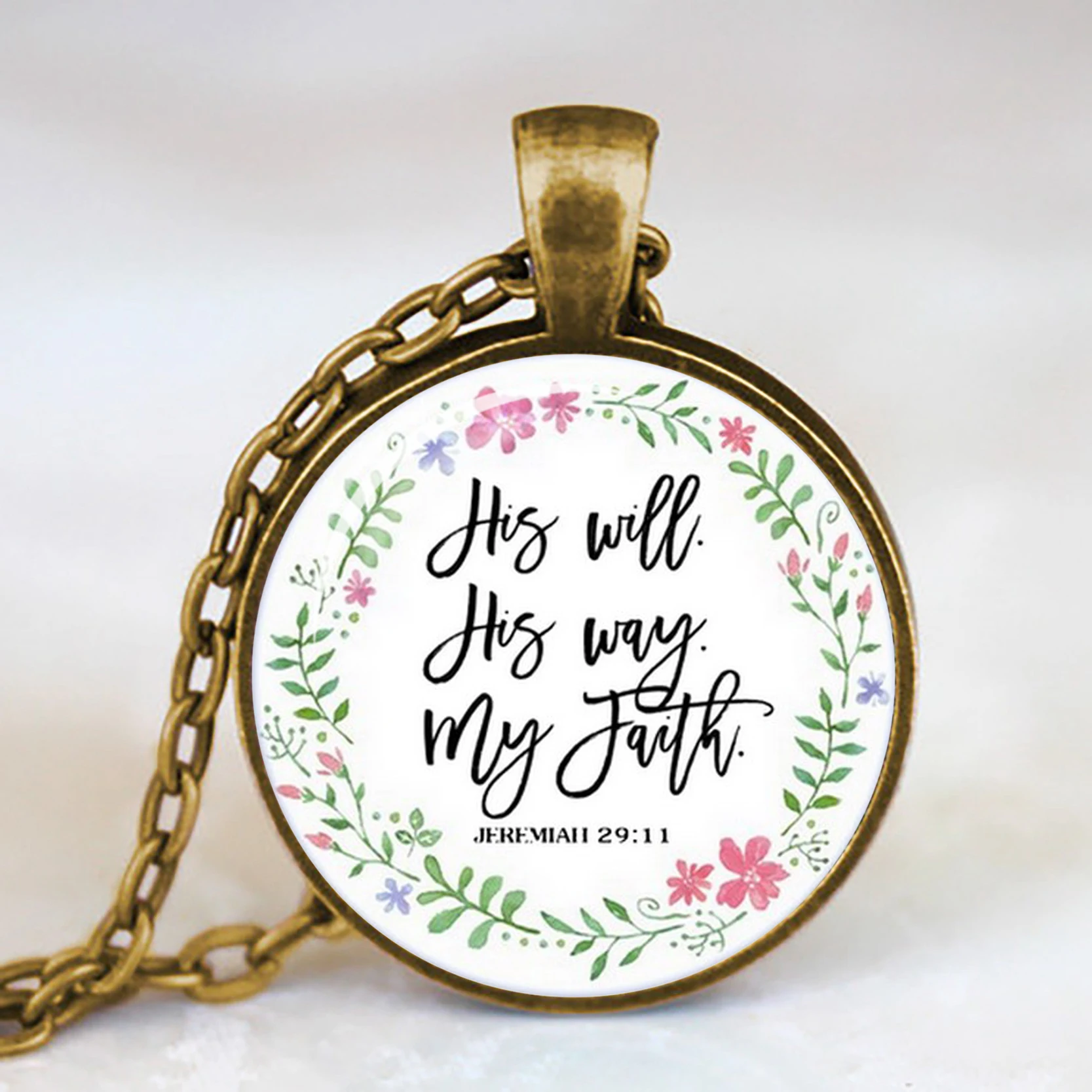 Bible Verses Scripture Necklace Antique Bronze Pendant Necklace For