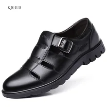 Мужские кожаные сандалии г. летняя мужская повседневная глубокая дышащая обувь кожаная обувь для среднего возраста мужские сандалии Hombre