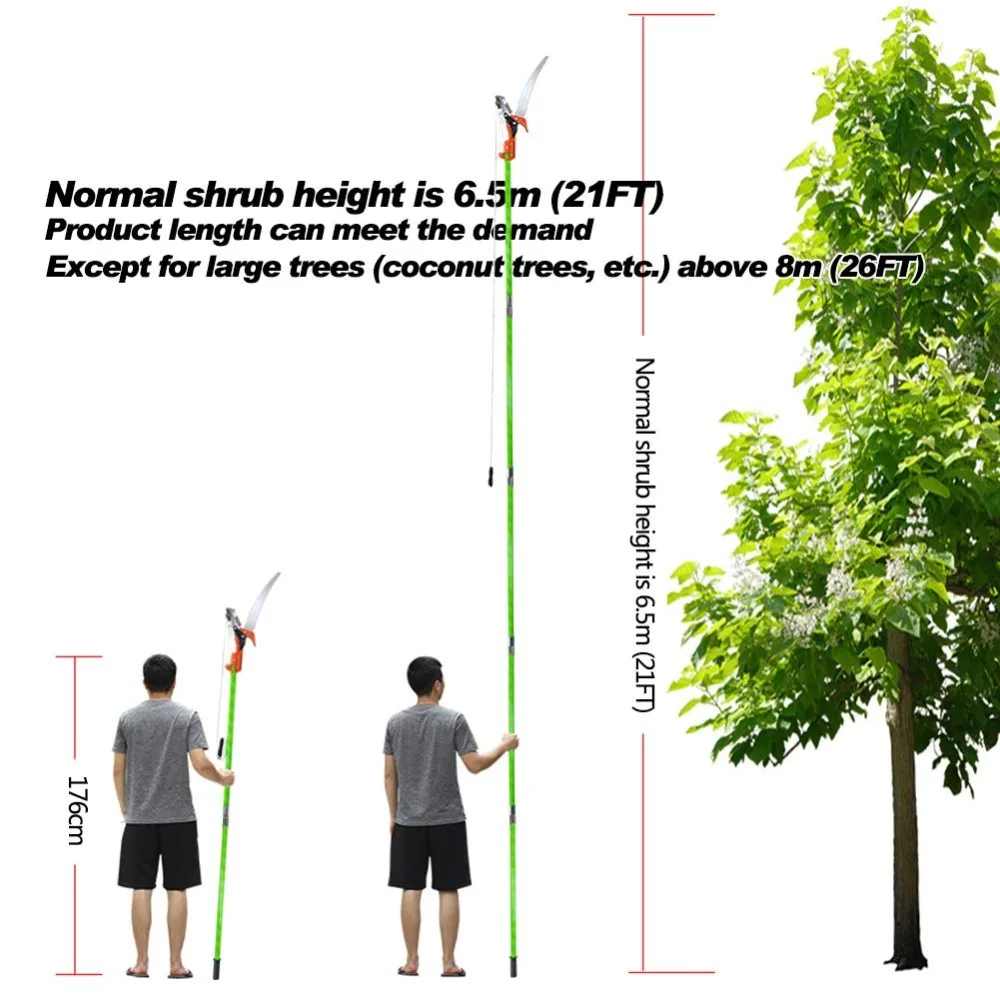 Горячая 26 футов машина для подрезки деревьев Полюс ручной секатор резак набор расширение отрезной ветки дерева садовые инструменты лопперы ручные пилы