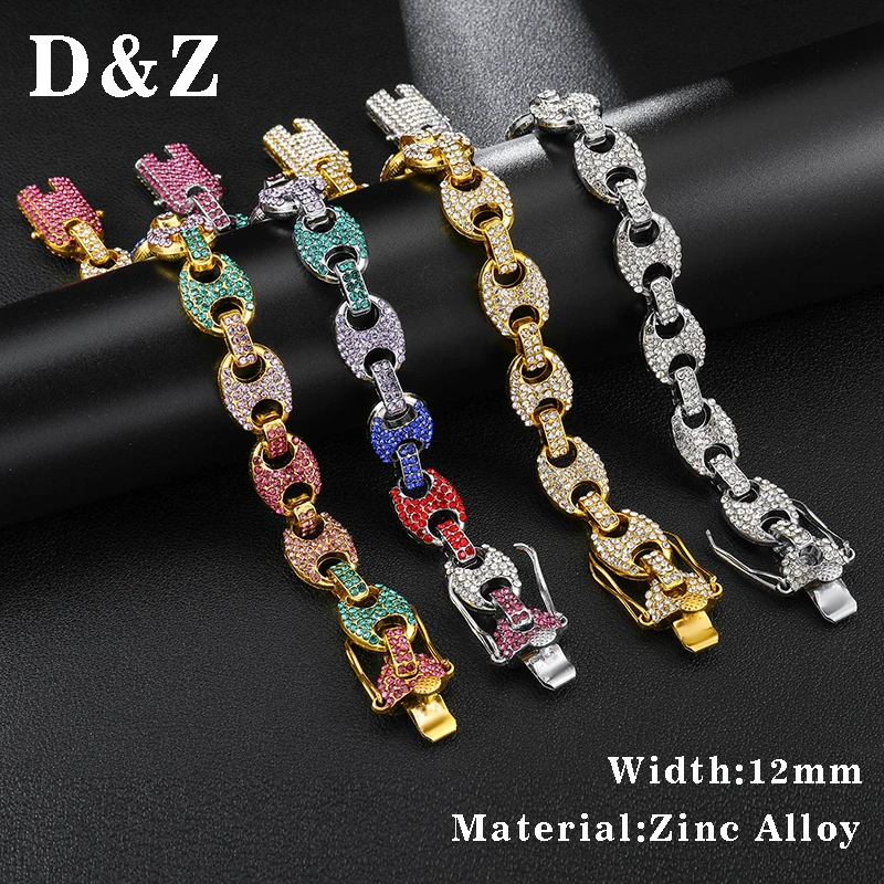 D& Z Ins, модные разноцветные стразы, кофейные бобы, пышные морские браслеты на цепочке для мужчин и женщин, ювелирные изделия в стиле хип-хоп