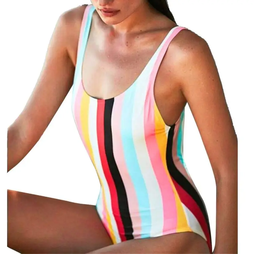 

JAYCOSIN 2018 Swimsuit Women Casual Fashion Womens One-Piece Rainbow Bra Set Push-Up Padded Swimsuits m21