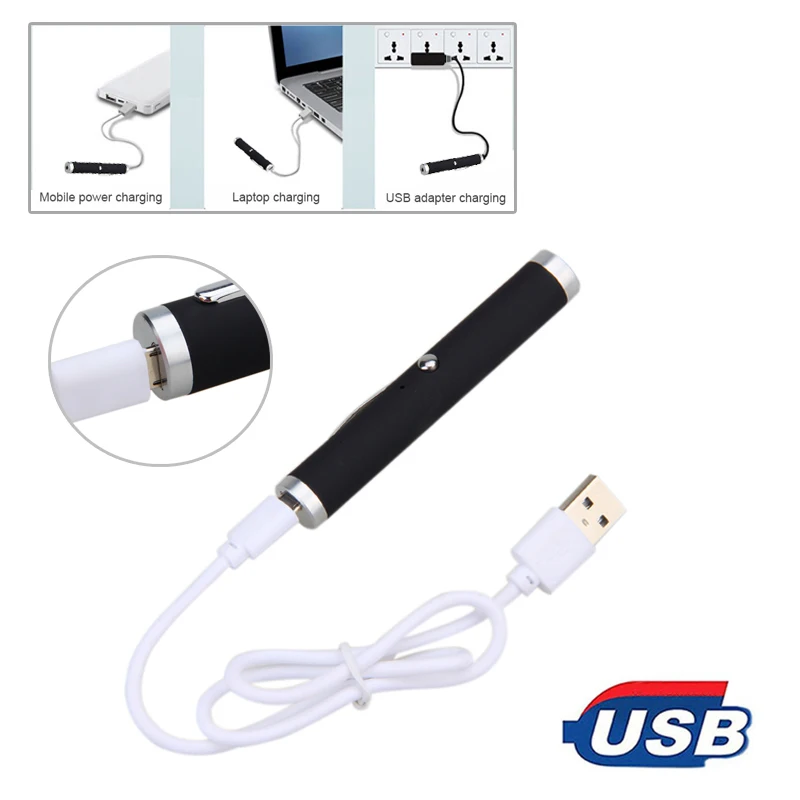 Мини красная лазерная указка ручка USB зарядка Мощный 5 мВт 650нм Высокая мощность