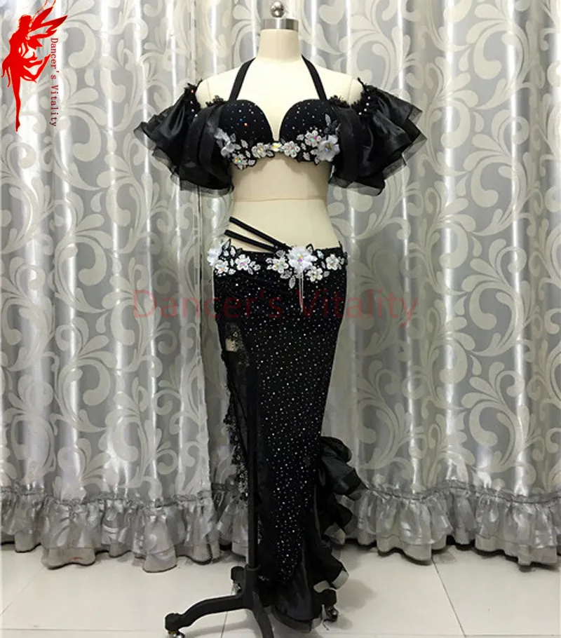 

Belly dance clothes embroide bra top and long skirt 2pcs girls latin dance dress Salsa ballroo Samba dance exercise sets costume