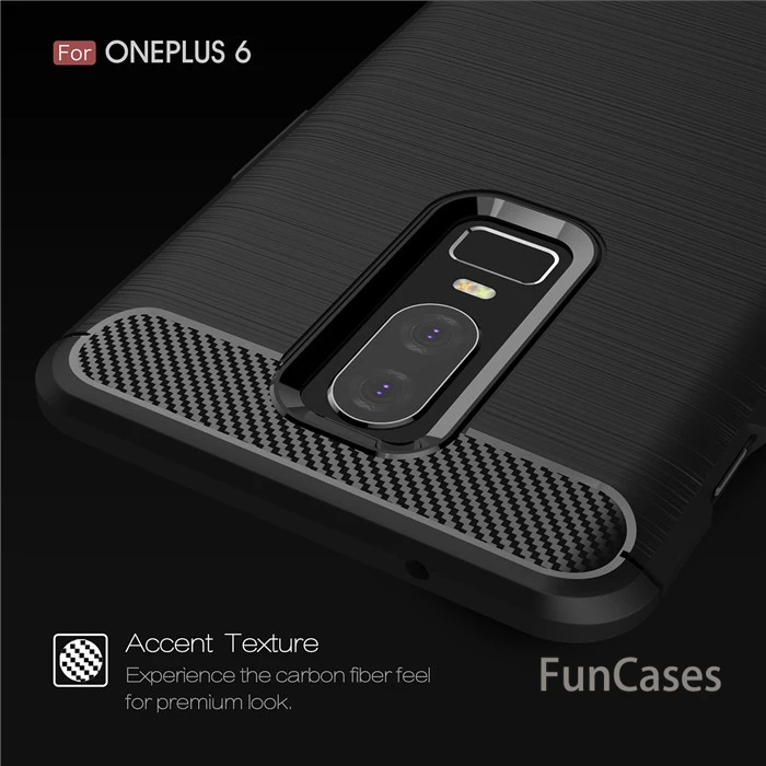 For Oneplus 6 1+6 case Luxury Shockproof Slim armor Case For One plus 6 Six A6000 Soft TPU Brushed Carbon Fiber Cover Accessory