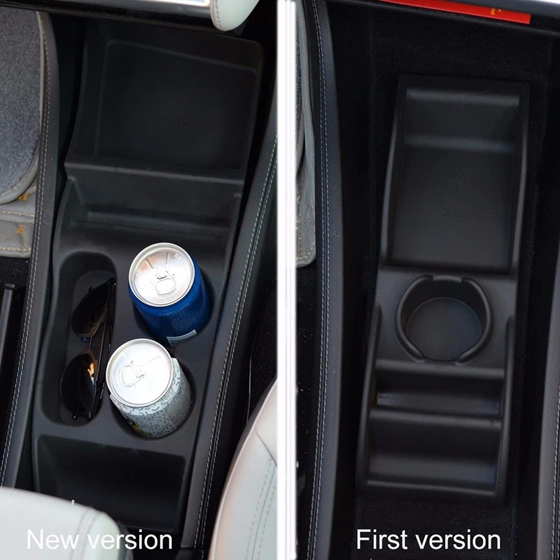 

Storage Box Car Cup Holder Black Center for Tesla Model S Interior Universal Silicone Inner Console New