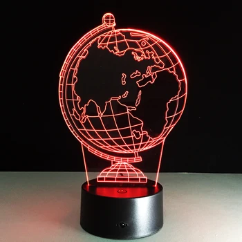 

3D Earth Globe LED 7 Color Change Flash Light Table Bedside Baby Sleep Night Lamp Novelty Child Kid Holiday Classroom Decor Gift