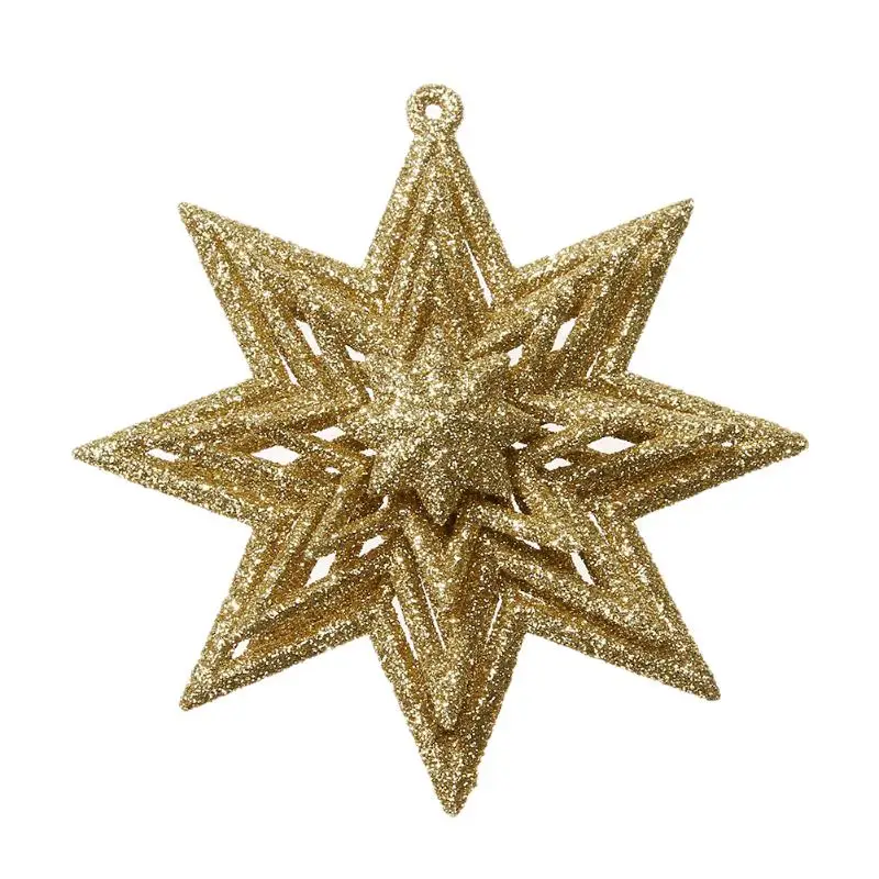 star gold Полые восьмиугольная звезда Лось Ангел висячие украшения DIY Рождественская елка верхнее украшение для дома Рождество товары - Цвет: star gold