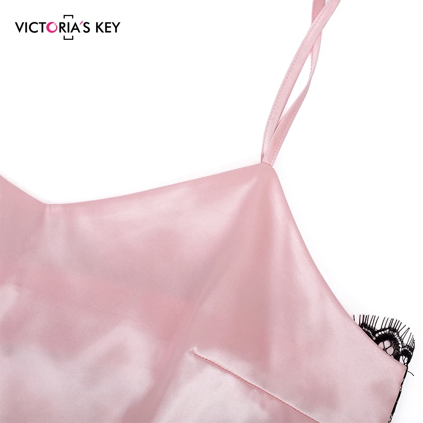 Викторианский ключ Розовая атласная пижама женская летняя одежда для сна сексуальный топ на бретельках шорты с бантиком Шелковый комплект кружевной пижамы