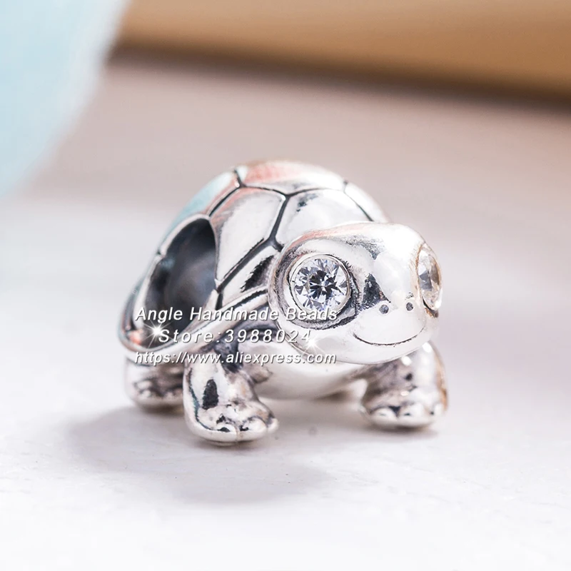 

2019 Spring Release S925 Sterling Silver Bright Eyed Turtle With Clear CZ charms bead Fits All DIY European Bracelets