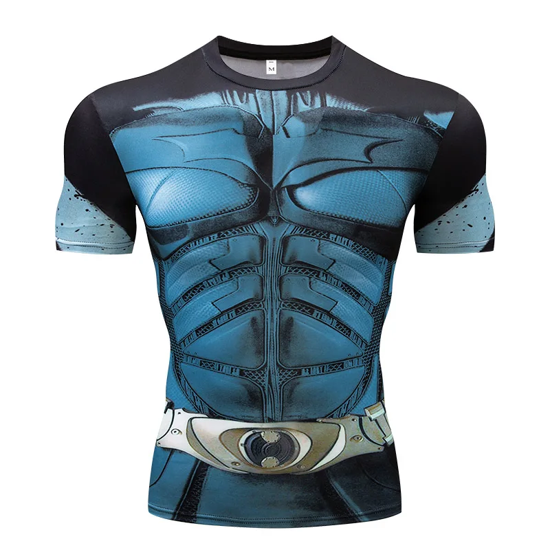 Мужская футболка для тренажерного зала, фитнеса, тонкие топы, 3D супер герой, Супермен, компрессионная рубашка, фитнес-футболка, летняя стрейчевая одежда с круглым вырезом - Цвет: CY027