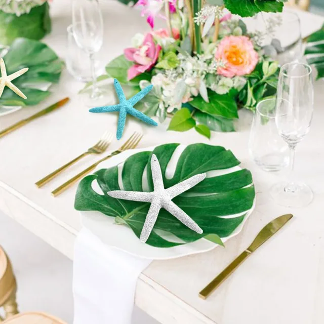 Ourwarm 12pcs 35x29cm Artificial Palm Leaf Hawaiian Wedding Table Ourwarm 12pcs 35x29cm Artificial Palm Leaf Hawaiian Wedding Table Centerpieces Placemats Accessories Party Diy