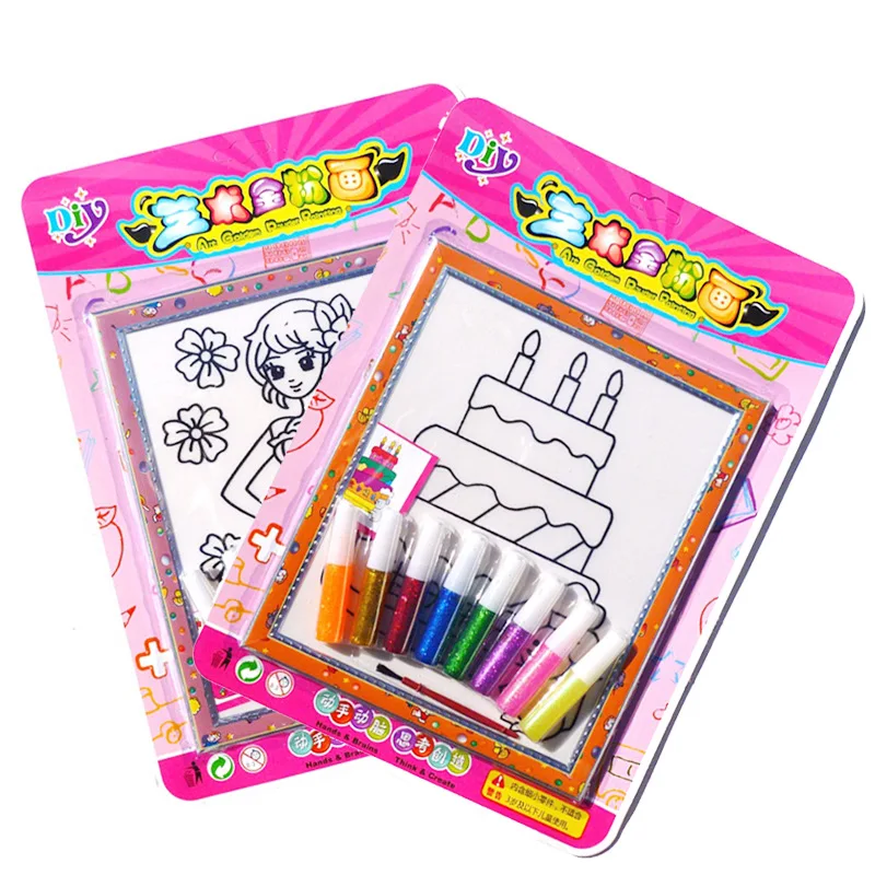 

Kids DIY Color Sand Painting Art Creative Drawing Toys Educational Gift Children Drawing Board Sets BubbleSand Handmade Picture