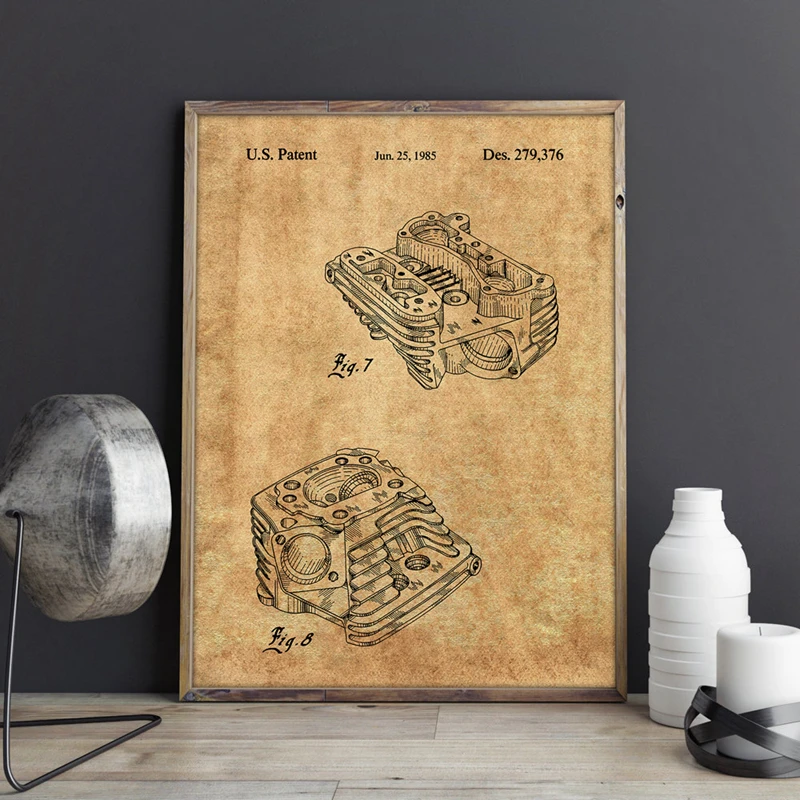Motorcycle Parts Wall Art Print