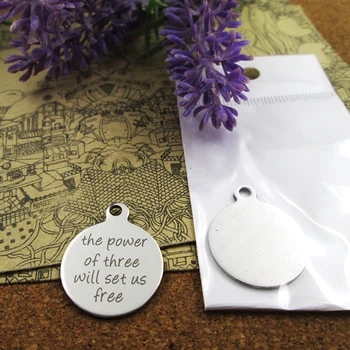 

20pcs--"The Power of Three Will Set us Free"stainless steel charms more style for choosing DIY Charms pendants for necklace