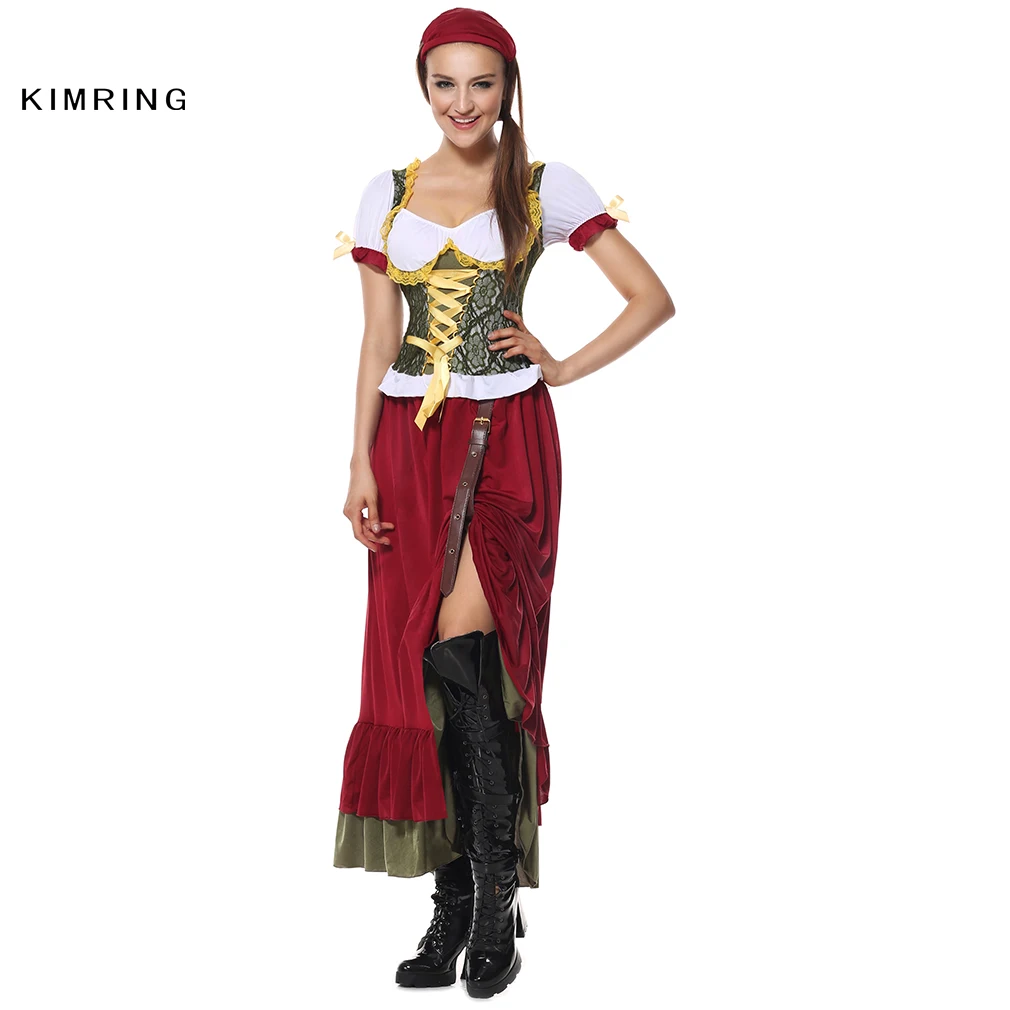 Kimring Ренессанс Wench костюм для немецкого фестиваля Октоберфест нарядное платье