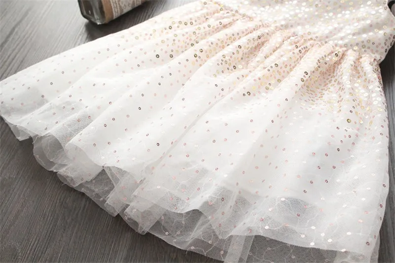 Одежда для детей от 0 до 14 лет костюм для малышей Летнее белое элегантное платье принцессы с блестками для девочек