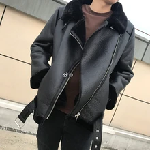 Thick Warm Female Winter Fur Trim Coat Shearling Faux Leather