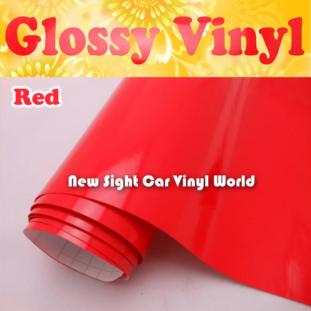 

High Quality Glossy Red Vinyl Wrap Gloss Red Vinyl Roll Air Bubble Free For Car Wraps Size: 1.52*30m/Roll